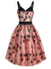 1950s Roses Embossed Satin Swing Dress