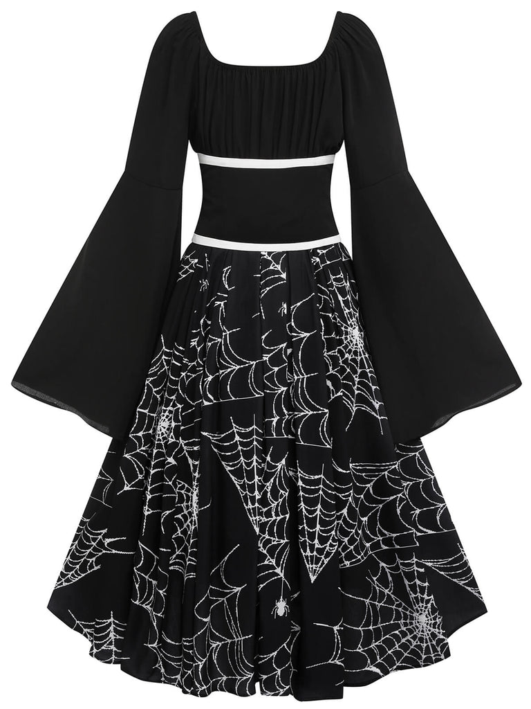Halloween Gothic Spider Web Swing Dress