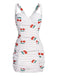 White 1960s Cherry Folds Dress