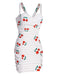 White 1960s Cherry Folds Dress