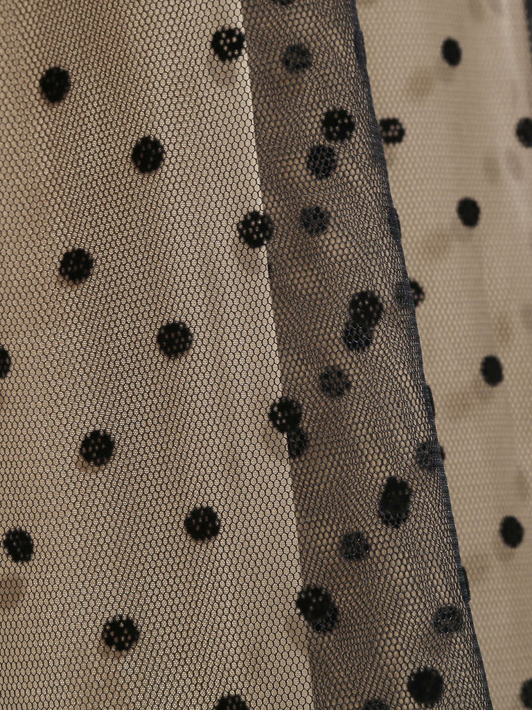 Black 1950s Polka Dot Off-shoulder Patchwork Dress