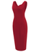 Red 1960s Heart Collar Solid Pencil Dress