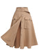 Khaki 1950s Big Pockets Button Skirt