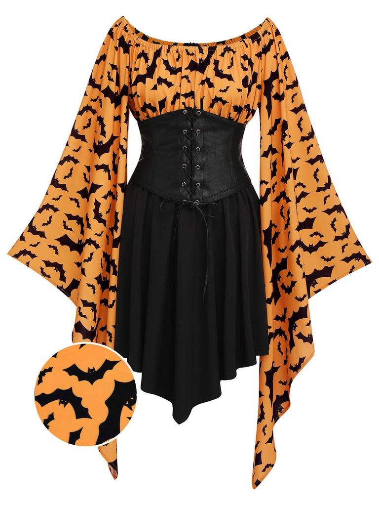 Halloween Gothic Bat Empire Waist Dress
