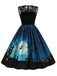 Navy Blue 1950s Halloween Lace Patchwork Dress