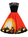 Orange 1950s Halloween Lace Patchwork Dress