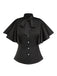 Black 1950s Solid Ruffled-Sleeve Blouse
