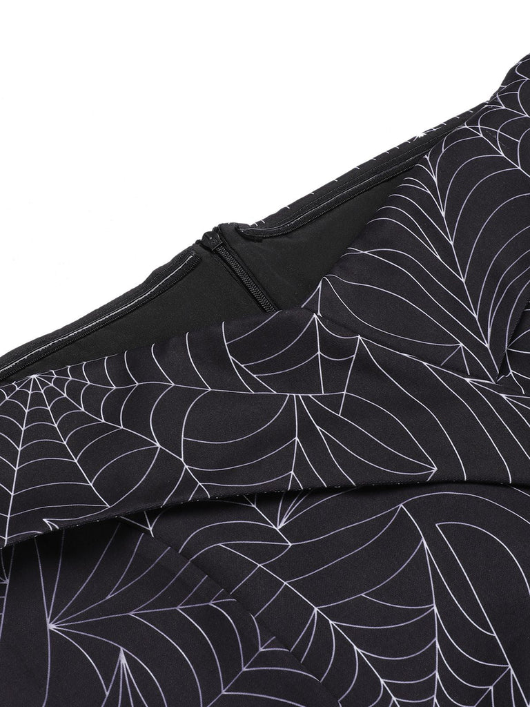Black 1960s Off-shoulder Spider Web Dress