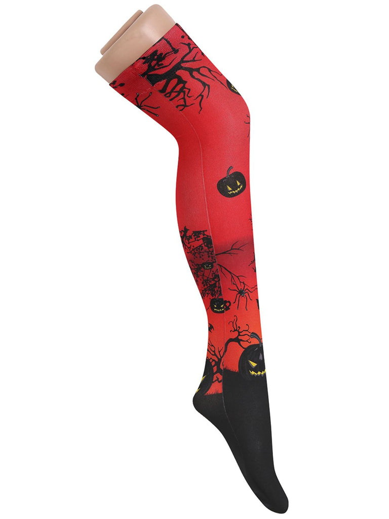 Red 1950s Halloween Thigh-High Socks