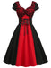 Red 1950s Halloween Lace Patchwork Dress