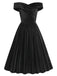 1950s Off Shoulder Velvet Swing Dress