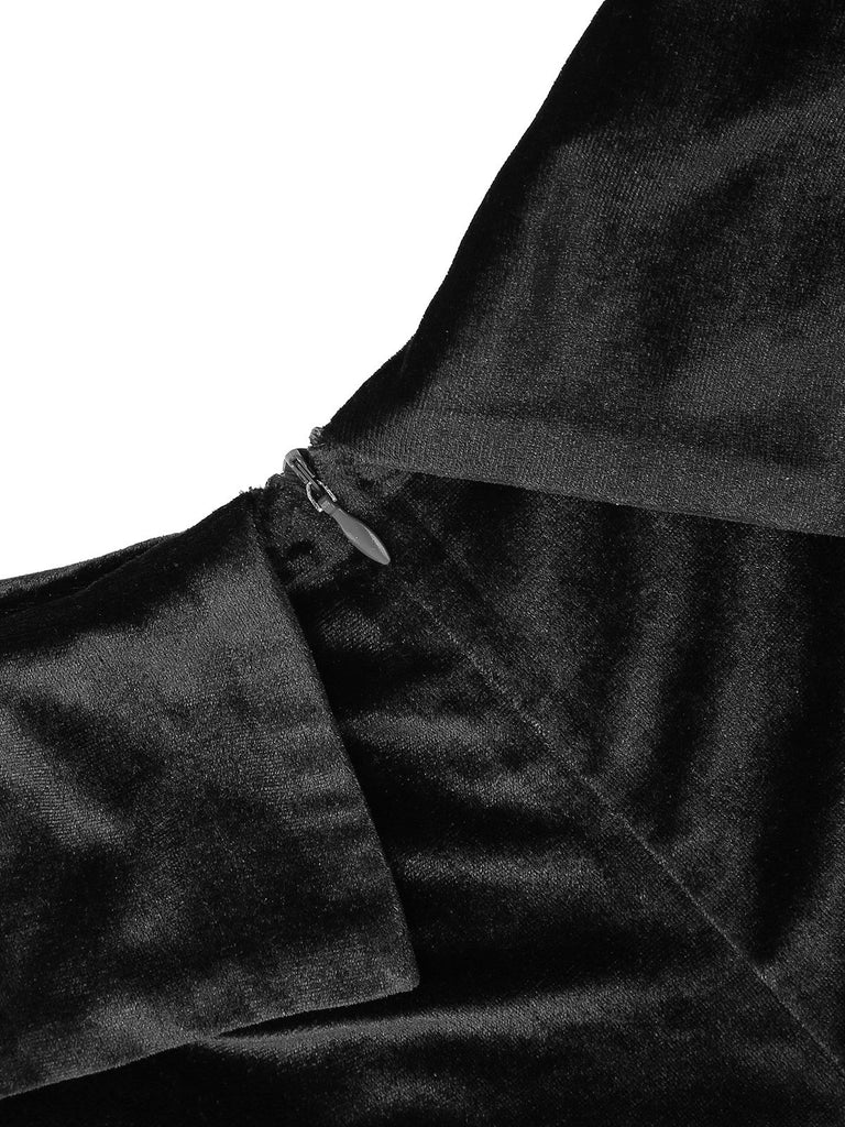 1950s Off Shoulder Velvet Swing Dress