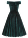 1950s Off Shoulder Velvet Swing Dress
