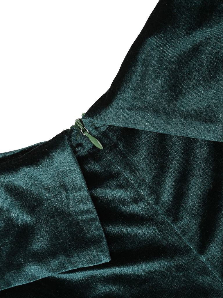 1950s Off Shoulder Velvet Swing Dress