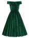 1950s Off Shoulder Velvet Swing Dress