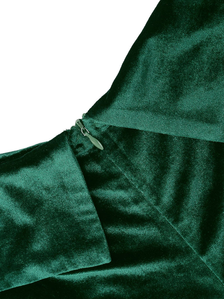 1950s Off Shoulder Velvet Swing Dress