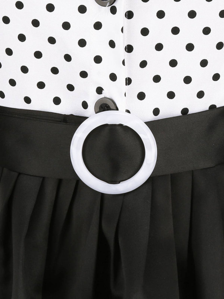 Black 1950s Dots Patchwork Dress