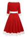 Red 1950s Solid Plush Christmas Dress