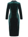 Dark Green 1960s Lapel Button Velvet Dress