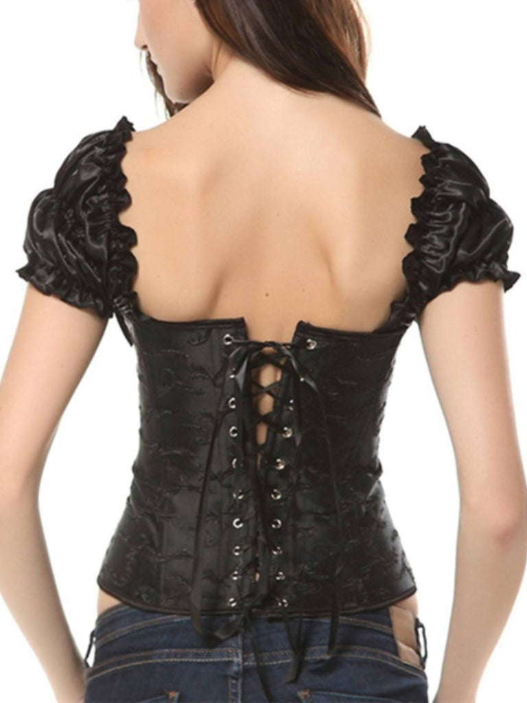 Steampunk Gothic Lace-Up Puff Sleeves Corset