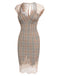 Gray 1960s Plaid Lace Pencil Dress