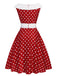 Red 1950s Dots Patchwork Swing Dress