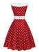 Red 1950s Dots Patchwork Swing Dress