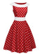 Red 1950s Dots Patchwork Swing Dress