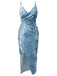 1960s Solid Diamond Velvet Slit Strap Dress