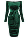 1960s Solid Off-Shoulder Velvet Dress
