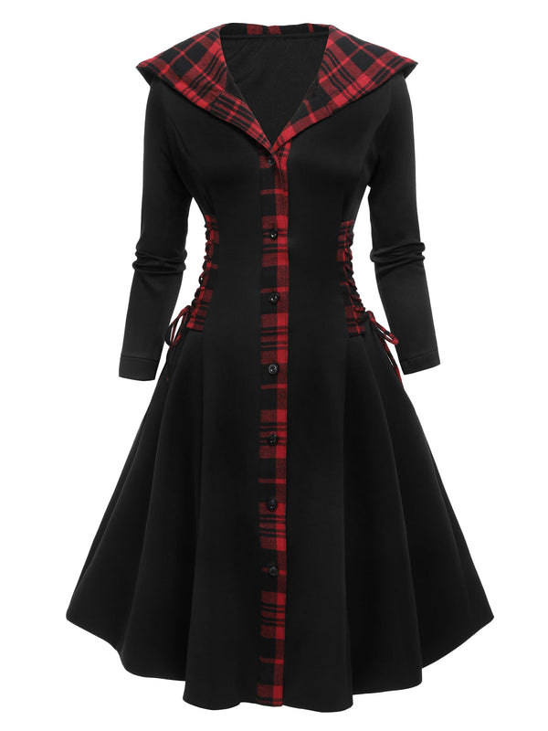 Black 1950s Plaid Hooded Swing Dress – Retro Stage - Chic Vintage ...