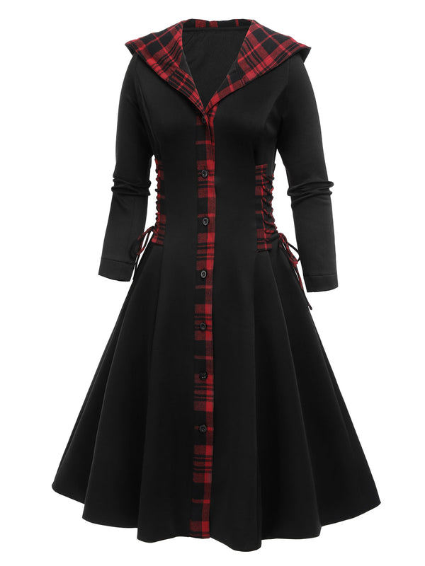 Black 1950s Plaid Hooded Swing Dress – Retro Stage - Chic Vintage ...