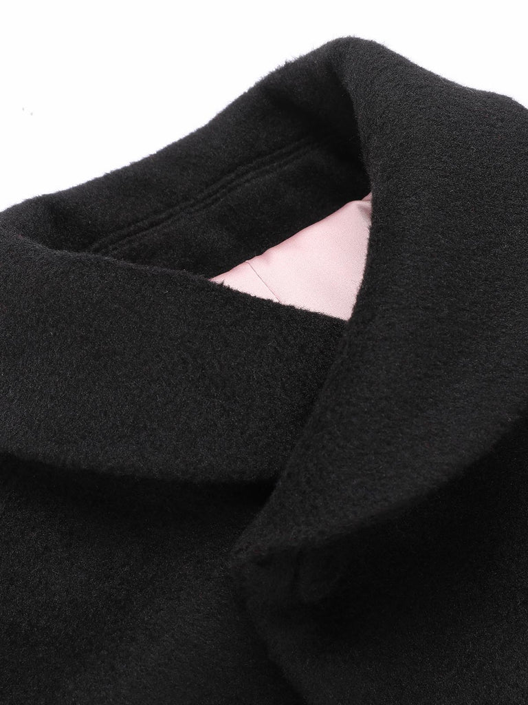 Black 1950s Retro Woolen Wrap Bolero Jacket