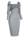 Gray 1960s Plaid Patchwork Pencil Dress