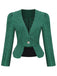 2PCS Green Retro Plaid Blazer & Panel Skirt