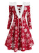 1950s Off-Shoulder Plush Patchwork Dress