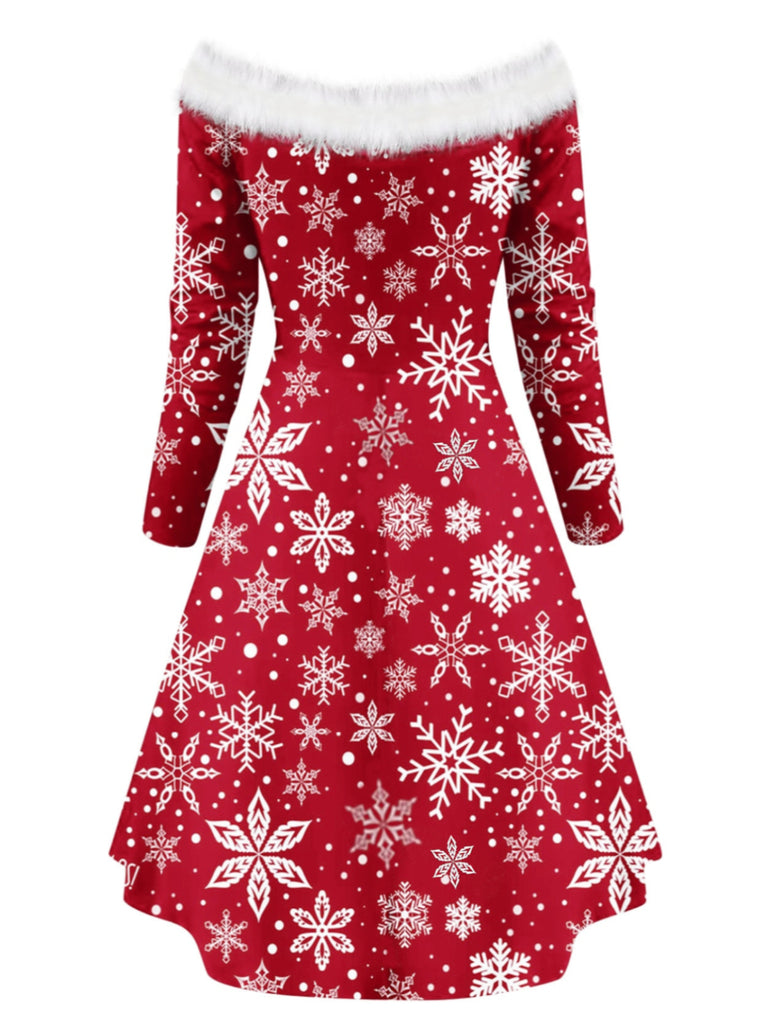 1950s Off-Shoulder Plush Patchwork Dress – Retro Stage - Chic Vintage ...