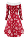 1950s Off-Shoulder Plush Patchwork Dress