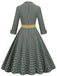 Yellow & Black 1950s Plaid Lapel Belt Swing Dress