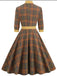 Yellow 1950s Plaid Bowknot Patchwork Dress