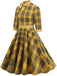 Yellow 1950s Plaid Bowknot Patchwork Dress