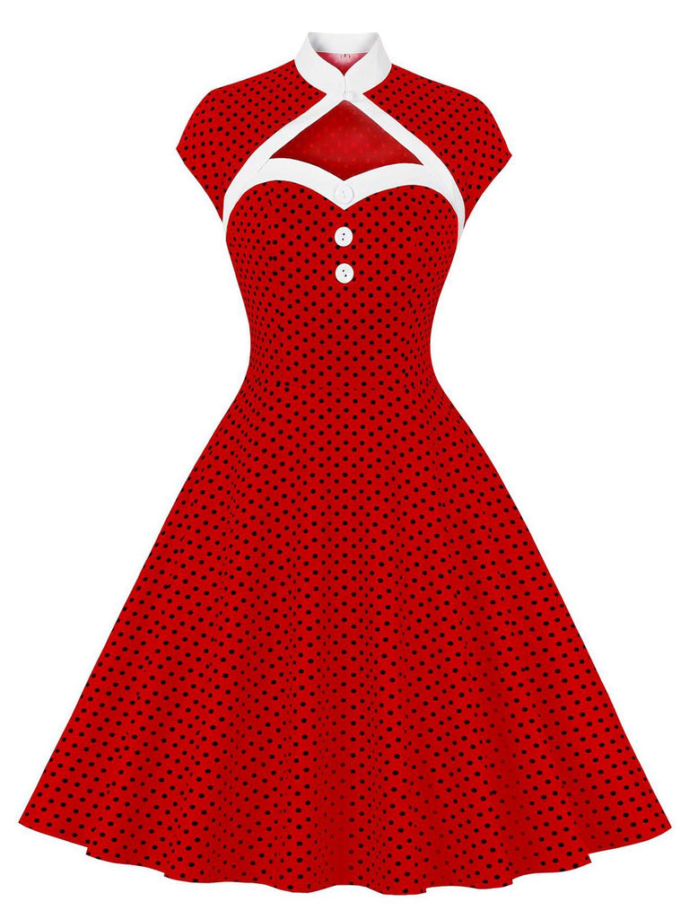 1950s Polka Dots Heart Collar Dress | Retro Stage