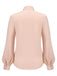 Pale Pink 1950s Bowtie Collar Satin Tops