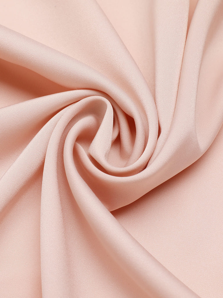 Pale Pink 1950s Bowtie Collar Satin Tops