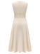 Beige 1930s V-Neck Lace Splicing Dress