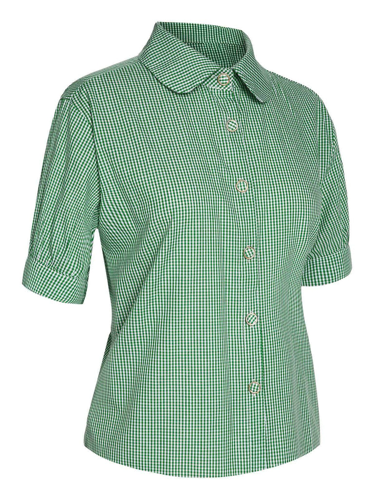 Green 1950s Plaid Short Sleeve Shirt