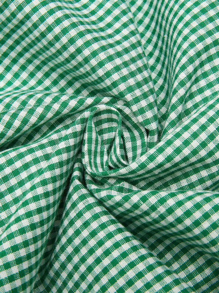 Green 1950s Plaid Short Sleeve Shirt