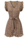 1930s Leopard Print Mullet Sleeves V-neck Romper