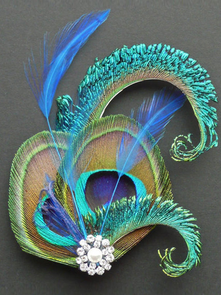 [US Warehouse] 1920s Rhinestone Peacock Hair Clip