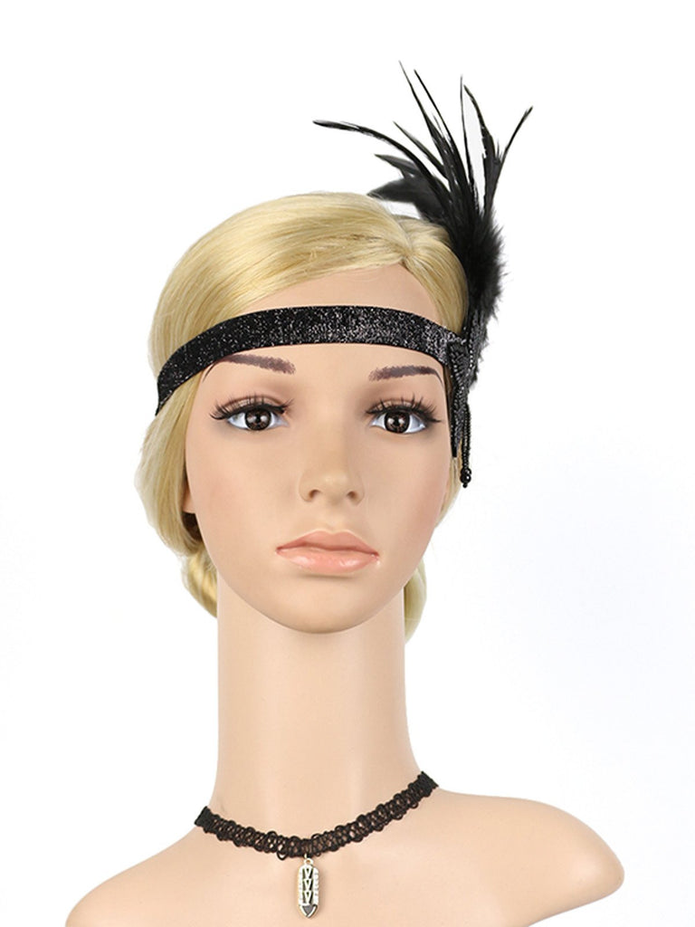 [US Warehouse] 1920s Feather Sequin  Headband